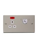 Click Deco VPPN655WH 13A 1 Gang DP Key Lockable Switched Socket With Neon (Double Plate) Pearl Nickel