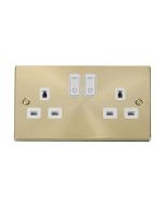 Click Deco VPSB30536WH 13A 2 Gang Zigbee Smart Switched Socket Outlet Satin Brass
