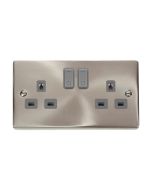 Click Deco VPSC30536GY 13A 2 Gang Zigbee Smart Switched Socket Outlet Satin Chrome