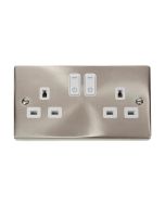 Click Deco VPSC30536WH 13A 2 Gang Zigbee Smart Switched Socket Outlet Satin Chrome