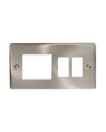 Click Deco VPSC31102 2 Gang GridPro With Twin New Media Aperture Combination Plate Satin Chrome