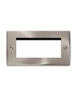 Click Deco VPSC312 2 Gang New Media Unfurnished Plate - 4 Apertures Satin Chrome