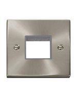 Click Deco VPSC402GY 1 Gang MiniGrid Unfurnished Plate - 2 Apertures Satin Chrome
