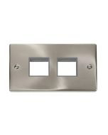 Click Deco VPSC404GY 2 Gang MiniGrid Unfurnished Plate - 2 x 2 Apertures Satin Chrome