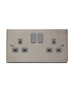 Click Deco VPSS30536GY 13A 2 Gang Zigbee Smart Switched Socket Outlet Stainless Steel