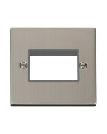Click Deco VPSS403GY 1 Gang MiniGrid Unfurnished Plate - 3 Apertures Stainless Steel