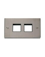 Click Deco VPSS404BK 2 Gang MiniGrid Unfurnished Plate - 2 x 2 Apertures Stainless Steel