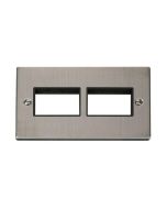 Click Deco VPSS406BK 2 Gang MiniGrid Unfurnished Plate - 2 x 3 Apertures Stainless Steel