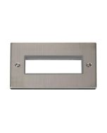 Click Deco VPSS426GY 2 Gang MiniGrid Unfurnished Plate - 6 In-Line Apertures Stainless Steel