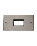 Click Deco VPSS432BK 2 Gang MiniGrid Unfurnished Plate - 3 Apertures Stainless Steel