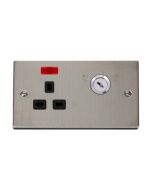 Click Deco VPSS655BK 13A 1 Gang DP Key Lockable Switched Socket With Neon (Double Plate) Stainless Steel