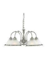 Searchlight 1045-5 American Diner 5 Light Ceiling Pendant In Satin Silver