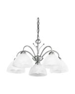 Searchlight 1135-5SS Milanese Ceiling Fitting E14 c/w Alabaster 5x60W 26x56cm Satin Silver