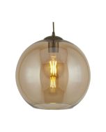 Searchlight 1621AM Balls One Light Celing Pendant In Antique Brass And Amber Glass Width: 250mm