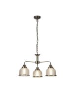 Searchlight 1683-3AB Bistro II Three Light MultiArm Ceiling Light, Antique Brass With Glass Shades