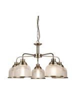 Searchlight 1685-5AB Bistro II Five Light MultiArm Ceiling In Antique Brass With Glass Shades