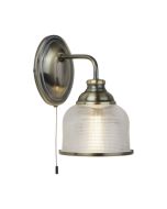 Searchlight 2671-1AB Bistro II One Light Wall In Antique Brass With Glass Shades