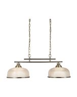 Searchlight 3592-2AB Bistro II Two Light Bar Ceiling In Antique Brass With Glass Shades