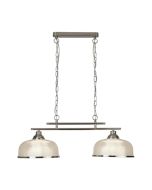 Searchlight 3592-2SS Bistro II Two Light Ceiling Bar In Satin Silver With Glass Shades