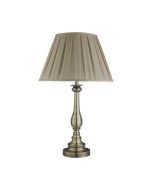 Searchlight 4023AB Flemish Table Lamp, Spindle Base, Antique Brass, Mink Pleated Shade