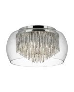 Searchlight 4624-4CC Curva 4 Light Flush Ceiling In Chrome And Clear Glass