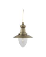 Searchlight 5787AB Fisherman Suspended E27 Lantern Seeded Glass Shade 60W 25x18cm Antique Brass