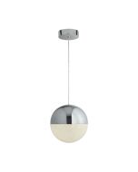 Searchlight 5841CC Marbles 1 Lgt Pendant LED 4000K Ceiling Fitting Crushed Ice Effect Shade 1x5W 600lm 153x20cm Chrome