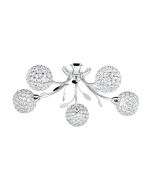 Searchlight 6575-5CC Flush G9 Round Shades Ceiling Fitting inc Chrome Hoops & Glass Buttons 5x33W 17x54cm