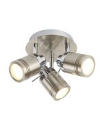 Searchlight 6603SS Samson Bthrm Rnd Plt 3 Lgt IP44 Spotlight GU10 LED 3000K 3x4W 1050lm 15x16cm Satin Silver