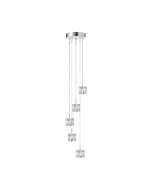 Searchlight 6775-5-LED Multi Drop 5 Lgt G4 LED Ceiling Light Ice Cube Glass 5x5W 116x18cm Chrome