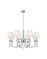 Searchlight 6888-8CC Portico G9 Pendant White String Ceiling Fitting Shades Glass/Crystal 8x40W 46x69cm Chrome
