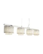 Searchlight 7094-4CC Elise 4 Lgt Bar G9 LED Ceiling Fitting Crystal Drops Al Tubes 4x7W 120x16x19x118cm Chrome