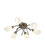 Searchlight 8186-6AB Opal Flush G9 Glass Ceiling Fitting 6x40W 15x50cm Antique Brass