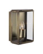 Searchlight 8204AB Rectangular Outdoor E27 Candle Wall Light Glass Panels 60W 25x16x11cm Antique Brass