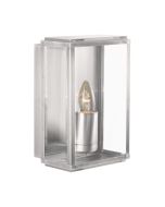 Searchlight 8204SS Rectangular Outdoor E27 Candle Wall Light Glass Panels 60W 25x16x11cm Satin Silver