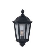 Searchlight 82505BK Alex Outdoor Half E27 Wall Light Clear Glass Panels IP44 100W Black