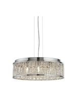 Searchlight 8337-7CC Elise 7 Light G9 LED Pendant Crystal Button Drops/Tubes Trim 7x7W 134x17x48cm Chrome