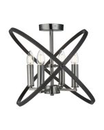 Searchlight 8344-4PW Hoopla Semi Flush 4 Lgt E14 Cdl Ceiling Light w/o Lamps Adj Steel Rings 4x60W 330 450mm Pewter