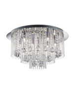 Searchlight 9198-8CC Beatrix Flush G9 & Blue LED Twist Tubes Ceiling Fitting Clear Crystal Ball Drops IP20 8x33W Chrome
