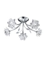 Searchlight 9285-5CC Bellis G9 Clear Flower Glass Ceiling Fitting 5x40W 18x44cm Chrome