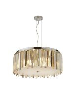 Searchlight 9835-5CC Clarissa 5 Lgt E14 Drum Pendant Crystal Prism Drops 5x40W 250x1500x600mm Chrome
