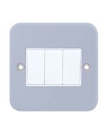 Selectric LG203MB 3 Gang 2 Way Plate Switch Bulk 10A Metalclad