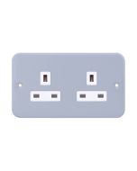 Selectric LG9142MB 2 Gang Unswitched Socket Bulk 13A Metalclad
