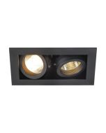 SLV 115520 KADUX Double Rect Recessed Downlight GU10 QPAR51 IP20 2x50W 230V 15x9x13cm Black Aluminium