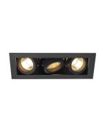 SLV 115530 KADUX Triple Rect Recessed Downlight GU10 QPAR51 IP20 3x50W 230V 21x9x13cm Black Aluminium