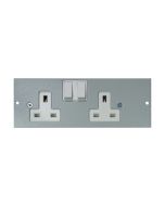 Tass STO290/LH Socket Switched 2 Gang Left Hand 13A 185x68mm Light Grey Galvanised Steel