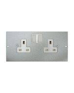 Tass STO291 Socket Switched 2 Gang 13A 185x89mm Light Grey Galvanised Steel