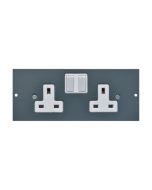 Tass STO300 Socket Switched 2 Gang 13A 185x76mm Dark Grey Galvanised Steel